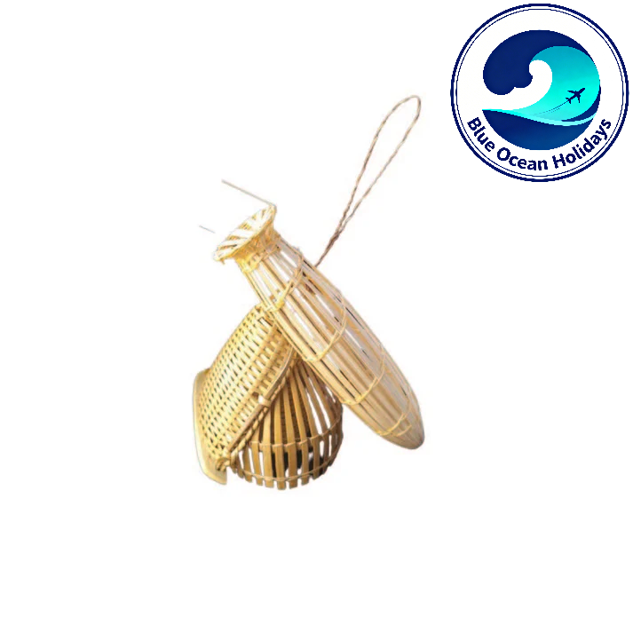 Handmade Lao Bamboo Fish Trap Miniature Set – Traditional Artisan Decor